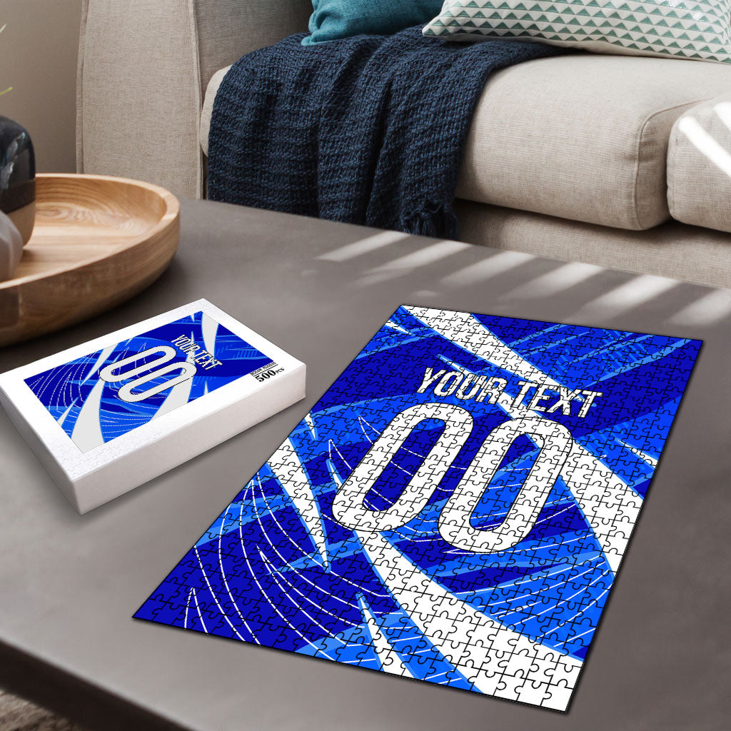 Personalized Uzbekistan Soccer Wolf Mascot Puzzle Uzbekistan Football Dynamic Cartoon Geometric