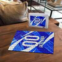 Personalized Uzbekistan Soccer Wolf Mascot Puzzle Uzbekistan Football Dynamic Cartoon Geometric