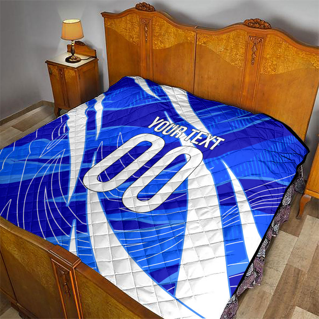 Personalized Uzbekistan Soccer Wolf Mascot Quilt Uzbekistan Football Dynamic Cartoon Geometric