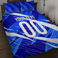Personalized Uzbekistan Soccer Wolf Mascot Quilt Bed Set Uzbekistan Football Dynamic Cartoon Geometric