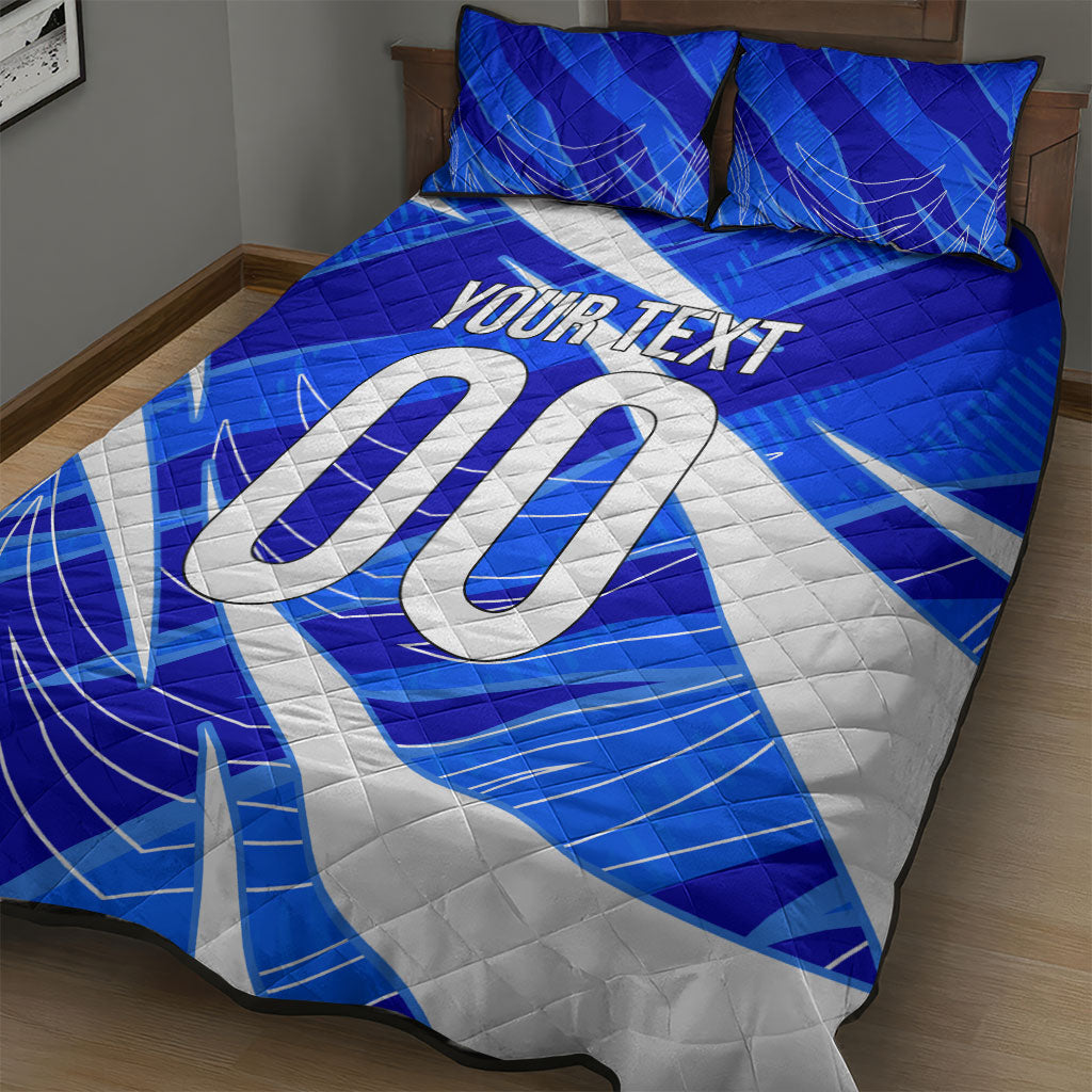 Personalized Uzbekistan Soccer Wolf Mascot Quilt Bed Set Uzbekistan Football Dynamic Cartoon Geometric