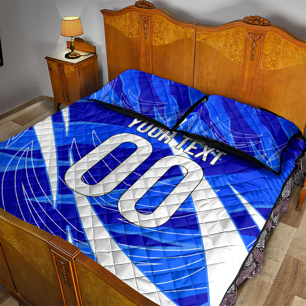 Personalized Uzbekistan Soccer Wolf Mascot Quilt Bed Set Uzbekistan Football Dynamic Cartoon Geometric