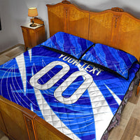 Personalized Uzbekistan Soccer Wolf Mascot Quilt Bed Set Uzbekistan Football Dynamic Cartoon Geometric