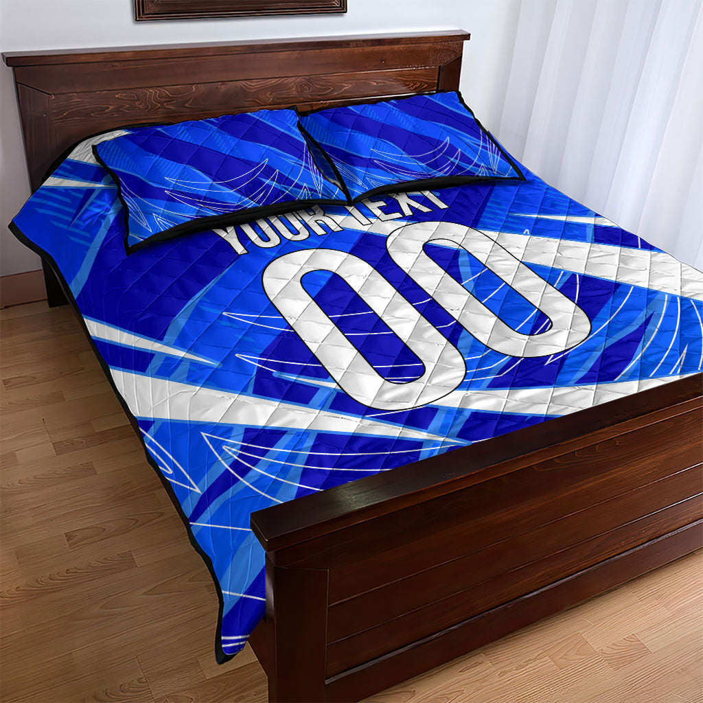 Personalized Uzbekistan Soccer Wolf Mascot Quilt Bed Set Uzbekistan Football Dynamic Cartoon Geometric