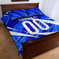 Personalized Uzbekistan Soccer Wolf Mascot Quilt Bed Set Uzbekistan Football Dynamic Cartoon Geometric