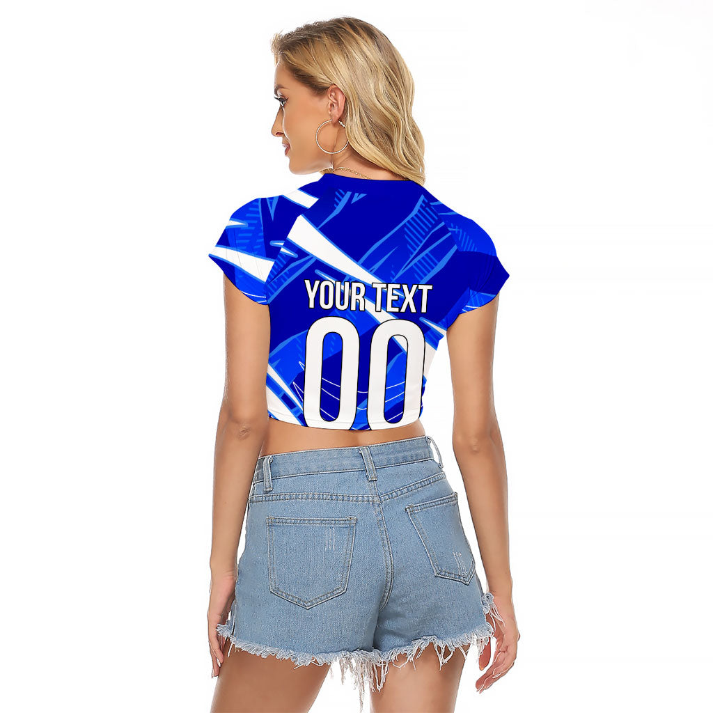 Personalized Uzbekistan Soccer Wolf Mascot Raglan Cropped T Shirt Uzbekistan Football Dynamic Cartoon Geometric