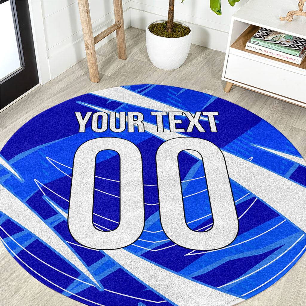 Personalized Uzbekistan Soccer Wolf Mascot Round Carpet Uzbekistan Football Dynamic Cartoon Geometric