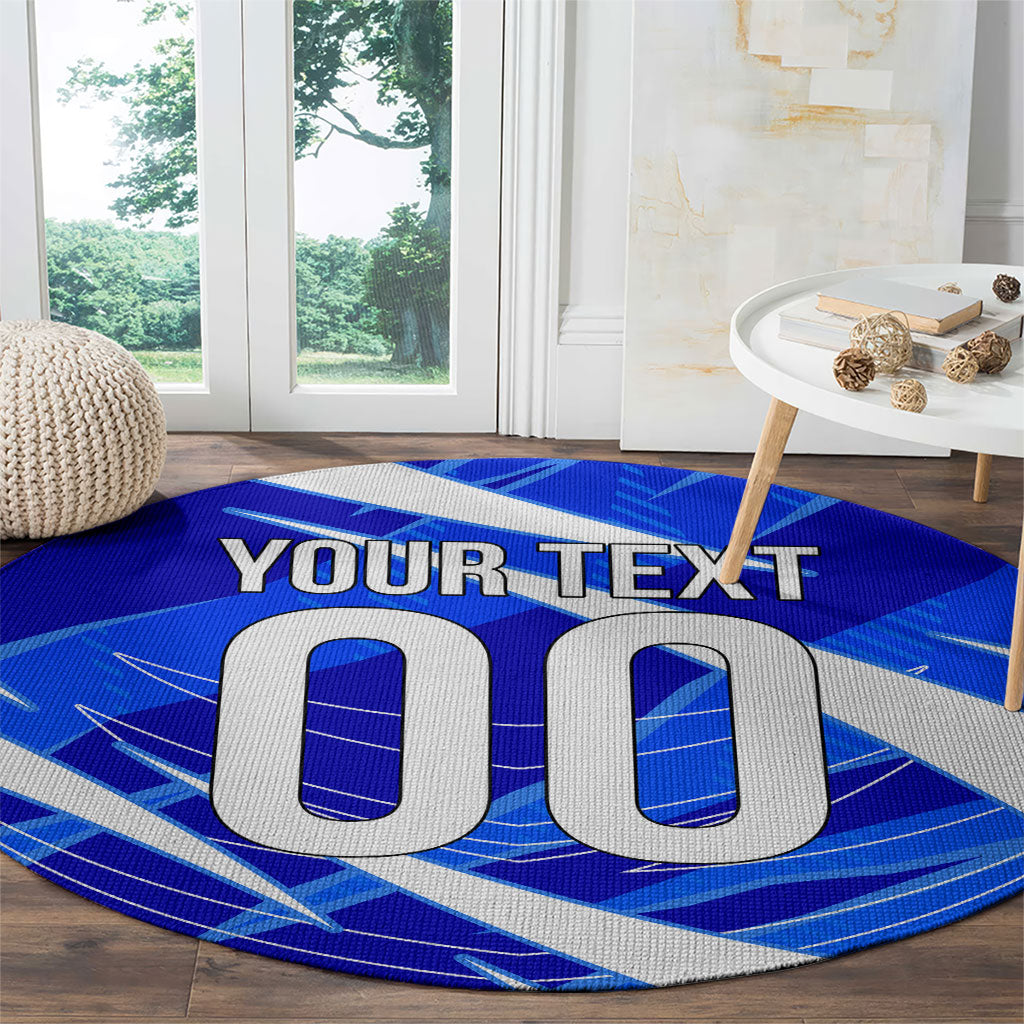 Personalized Uzbekistan Soccer Wolf Mascot Round Carpet Uzbekistan Football Dynamic Cartoon Geometric
