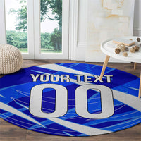 Personalized Uzbekistan Soccer Wolf Mascot Round Carpet Uzbekistan Football Dynamic Cartoon Geometric