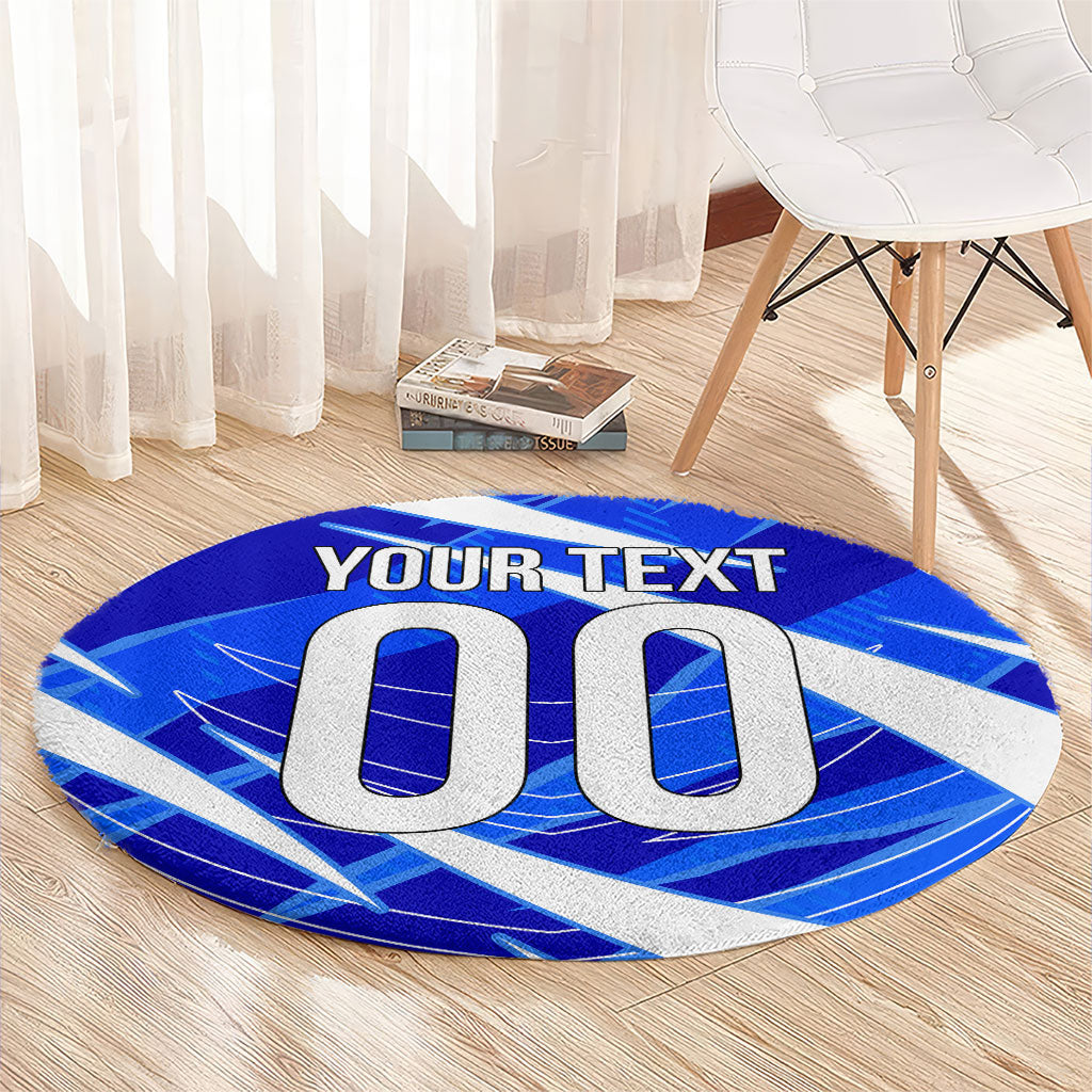 Personalized Uzbekistan Soccer Wolf Mascot Round Carpet Uzbekistan Football Dynamic Cartoon Geometric