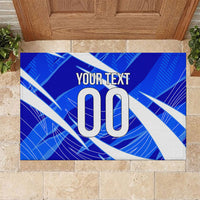 Personalized Uzbekistan Soccer Wolf Mascot Rubber Doormat Uzbekistan Football Dynamic Cartoon Geometric