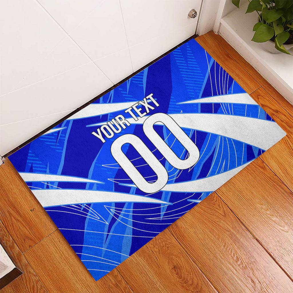Personalized Uzbekistan Soccer Wolf Mascot Rubber Doormat Uzbekistan Football Dynamic Cartoon Geometric
