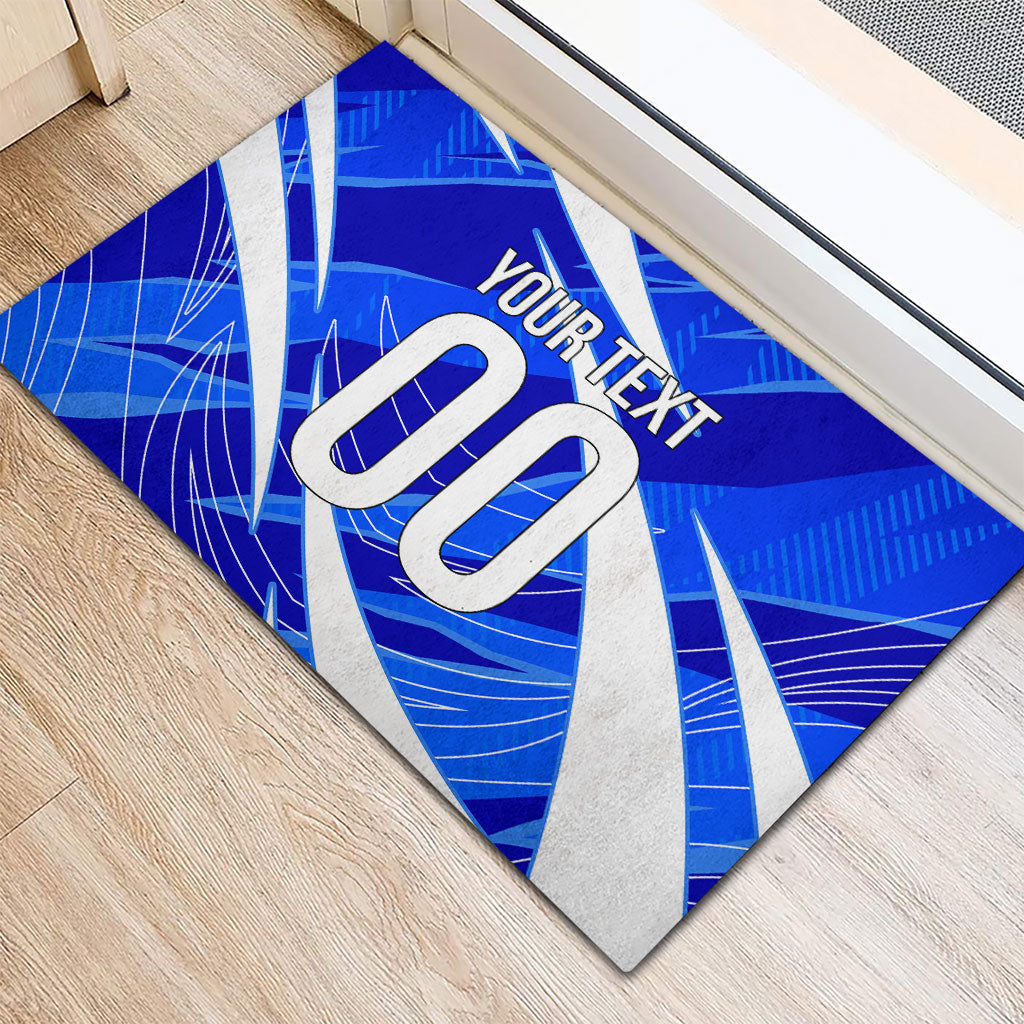 Personalized Uzbekistan Soccer Wolf Mascot Rubber Doormat Uzbekistan Football Dynamic Cartoon Geometric