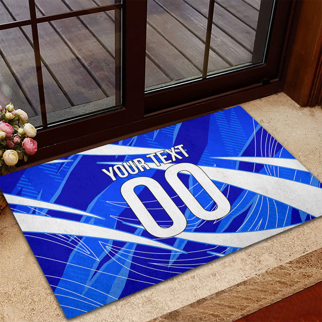 Personalized Uzbekistan Soccer Wolf Mascot Rubber Doormat Uzbekistan Football Dynamic Cartoon Geometric