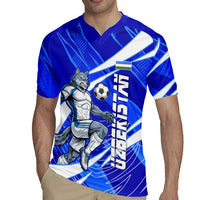 Personalized Uzbekistan Soccer Wolf Mascot Rugby Jersey Uzbekistan Football Dynamic Cartoon Geometric