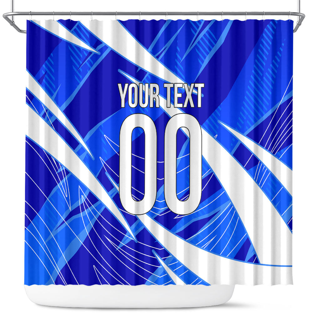 Personalized Uzbekistan Soccer Wolf Mascot Shower Curtain Uzbekistan Football Dynamic Cartoon Geometric