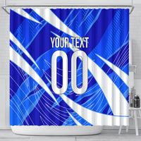 Personalized Uzbekistan Soccer Wolf Mascot Shower Curtain Uzbekistan Football Dynamic Cartoon Geometric