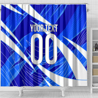 Personalized Uzbekistan Soccer Wolf Mascot Shower Curtain Uzbekistan Football Dynamic Cartoon Geometric