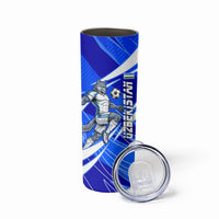 Personalized Uzbekistan Soccer Wolf Mascot Skinny Tumbler Uzbekistan Football Dynamic Cartoon Geometric