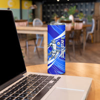 Personalized Uzbekistan Soccer Wolf Mascot Skinny Tumbler Uzbekistan Football Dynamic Cartoon Geometric