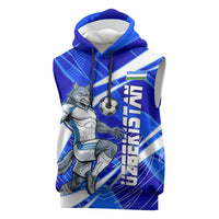 Personalized Uzbekistan Soccer Wolf Mascot Sleeveless Hoodie Uzbekistan Football Dynamic Cartoon Geometric