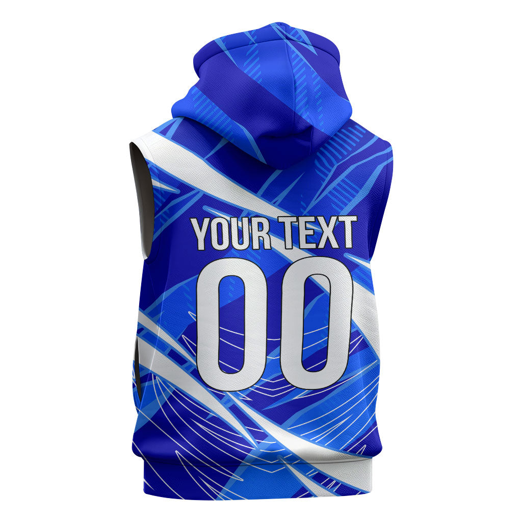 Personalized Uzbekistan Soccer Wolf Mascot Sleeveless Hoodie Uzbekistan Football Dynamic Cartoon Geometric