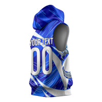 Personalized Uzbekistan Soccer Wolf Mascot Sleeveless Hoodie Uzbekistan Football Dynamic Cartoon Geometric
