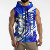 Personalized Uzbekistan Soccer Wolf Mascot Sleeveless Zip Hoodie Uzbekistan Football Dynamic Cartoon Geometric