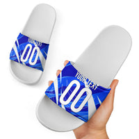Personalized Uzbekistan Soccer Wolf Mascot Slide Sandals Uzbekistan Football Dynamic Cartoon Geometric
