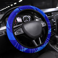 Uzbekistan Soccer Wolf Mascot Steering Wheel Cover Uzbekistan Football Dynamic Cartoon Geometric