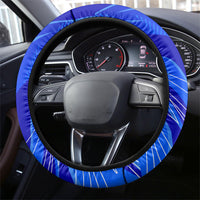 Uzbekistan Soccer Wolf Mascot Steering Wheel Cover Uzbekistan Football Dynamic Cartoon Geometric