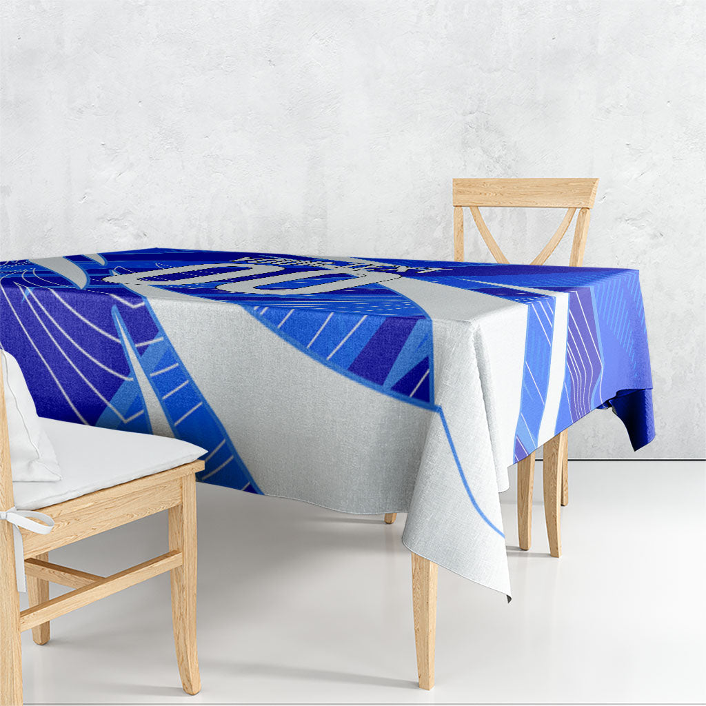 Personalized Uzbekistan Soccer Wolf Mascot Tablecloth Uzbekistan Football Dynamic Cartoon Geometric