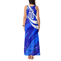 Personalized Uzbekistan Soccer Wolf Mascot Tank Maxi Dress Uzbekistan Football Dynamic Cartoon Geometric