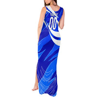 Personalized Uzbekistan Soccer Wolf Mascot Tank Maxi Dress Uzbekistan Football Dynamic Cartoon Geometric
