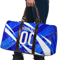 Personalized Uzbekistan Soccer Wolf Mascot Travel Bag Uzbekistan Football Dynamic Cartoon Geometric