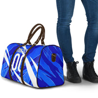 Personalized Uzbekistan Soccer Wolf Mascot Travel Bag Uzbekistan Football Dynamic Cartoon Geometric