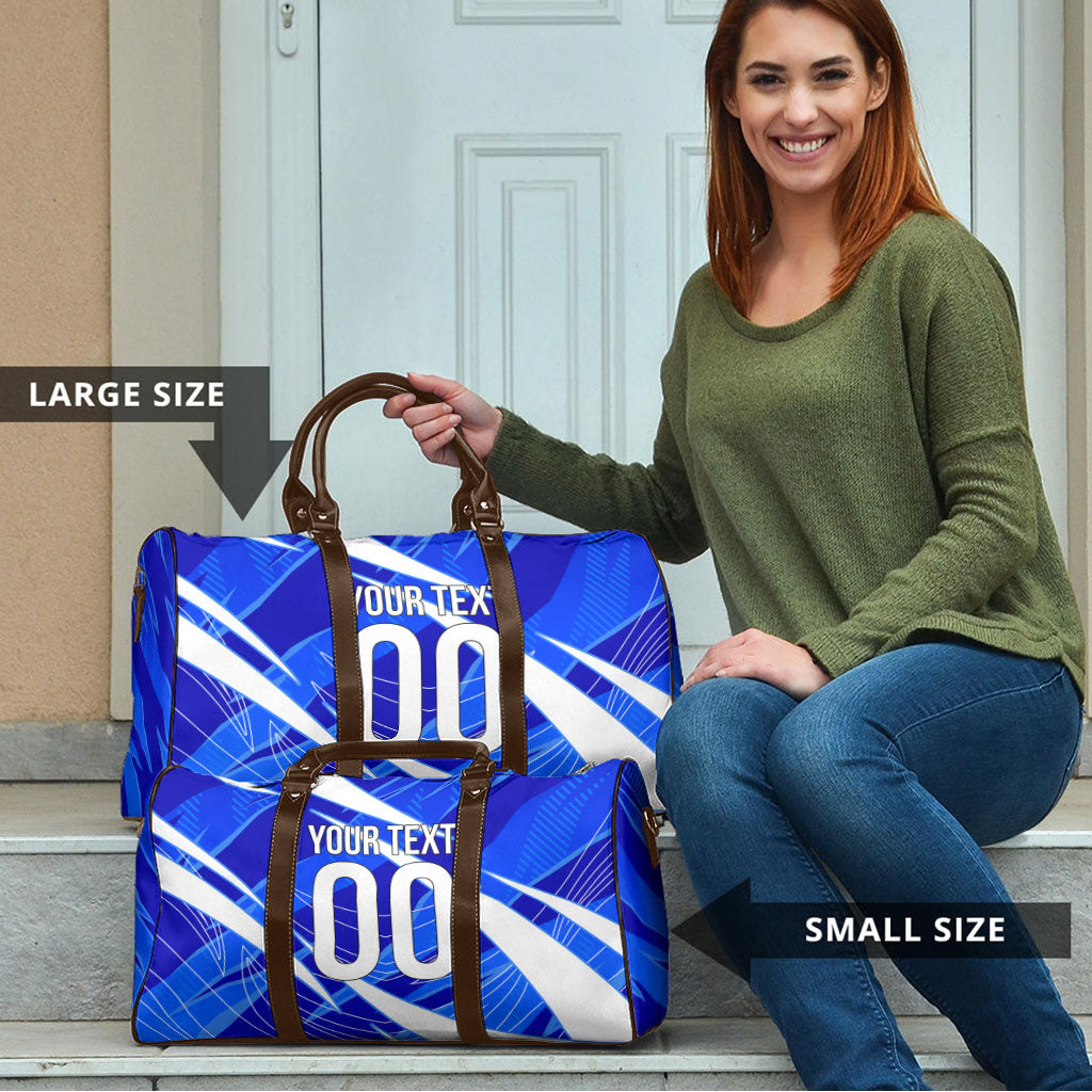 Personalized Uzbekistan Soccer Wolf Mascot Travel Bag Uzbekistan Football Dynamic Cartoon Geometric