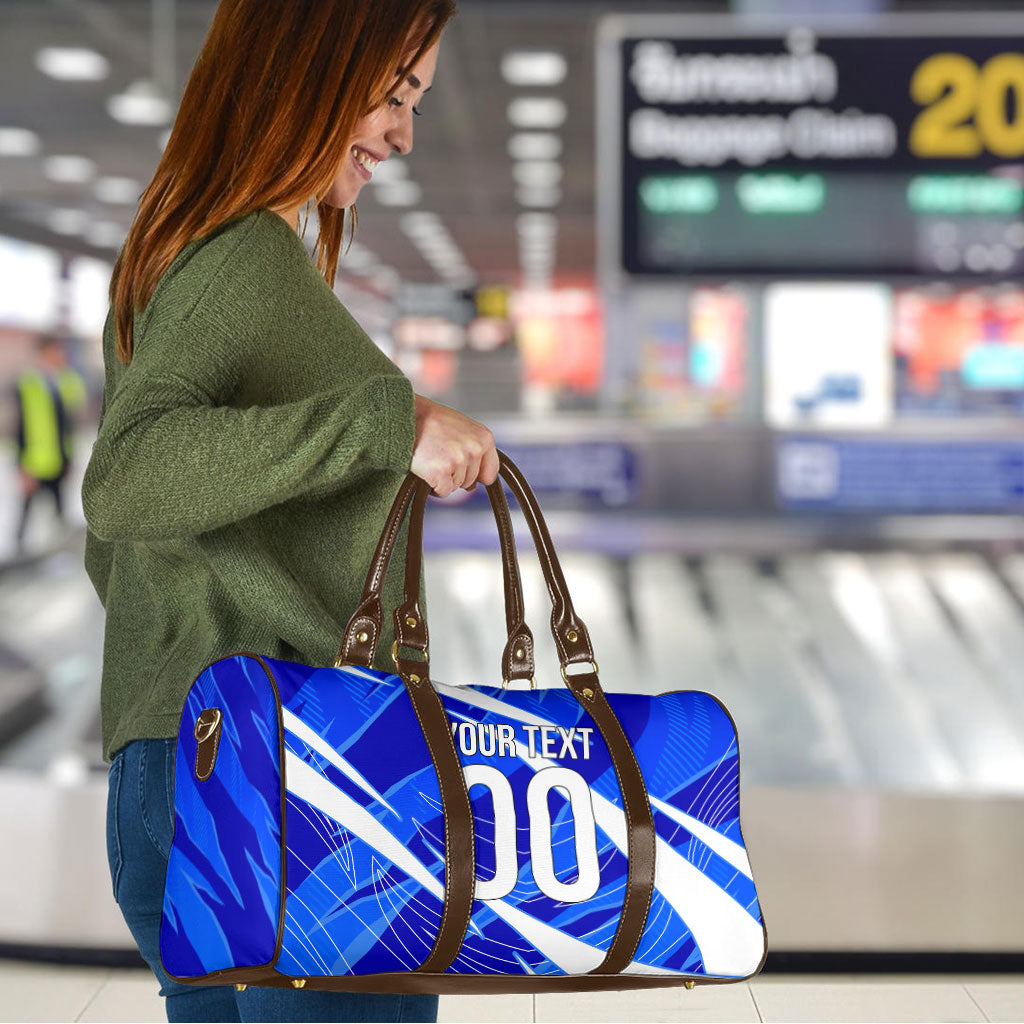 Personalized Uzbekistan Soccer Wolf Mascot Travel Bag Uzbekistan Football Dynamic Cartoon Geometric