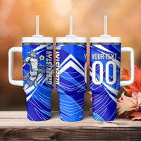 Personalized Uzbekistan Soccer Wolf Mascot Tumbler With Handle Uzbekistan Football Dynamic Cartoon Geometric
