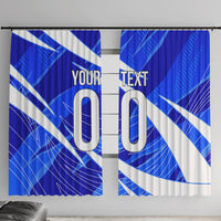 Personalized Uzbekistan Soccer Wolf Mascot Window Curtain Uzbekistan Football Dynamic Cartoon Geometric