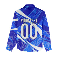 Personalized Uzbekistan Soccer Wolf Mascot Women Casual Shirt Uzbekistan Football Dynamic Cartoon Geometric