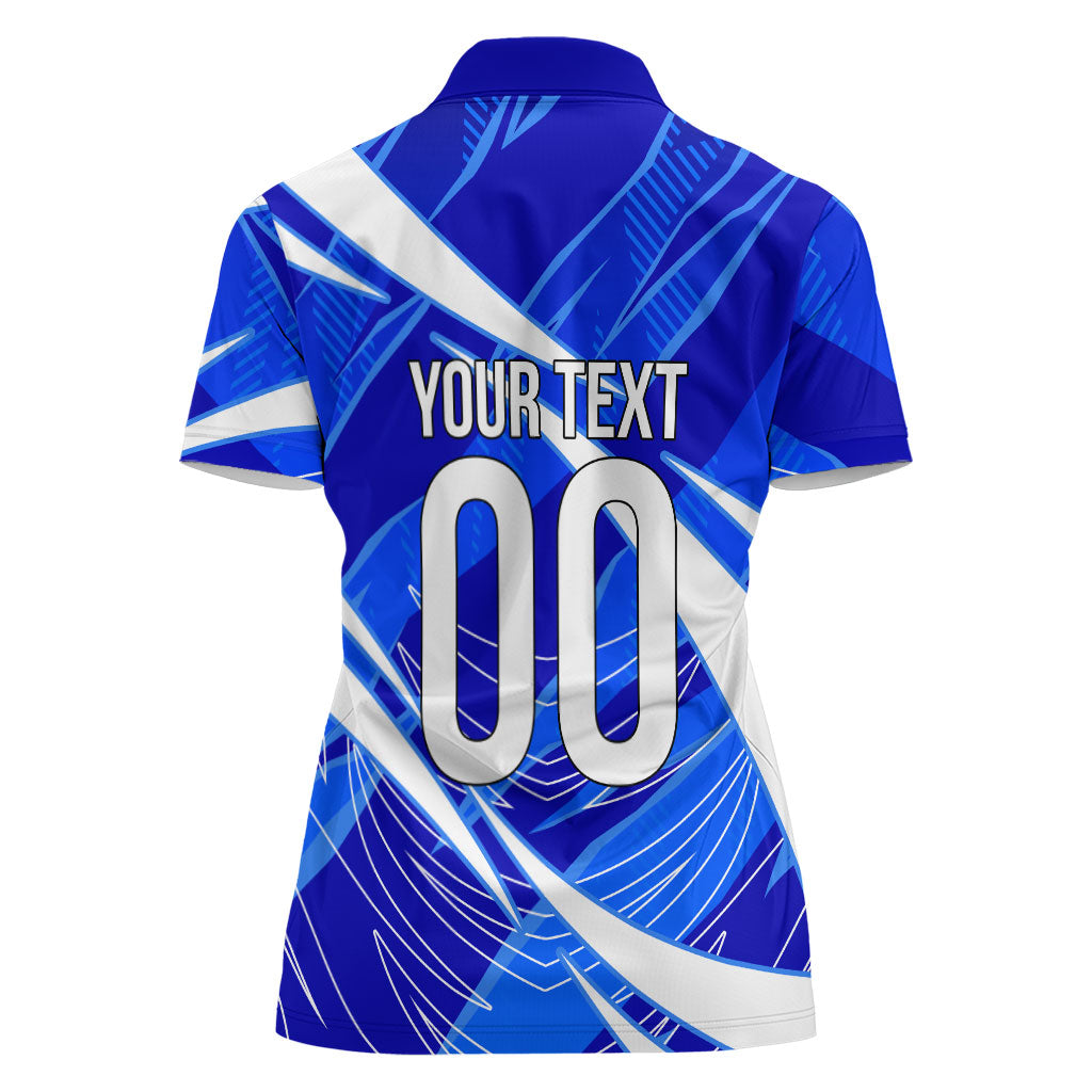 Personalized Uzbekistan Soccer Wolf Mascot Women Polo Shirt Uzbekistan Football Dynamic Cartoon Geometric