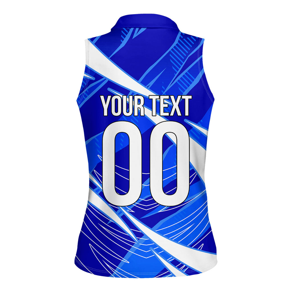 Personalized Uzbekistan Soccer Wolf Mascot Women Sleeveless Polo Shirt Uzbekistan Football Dynamic Cartoon Geometric