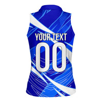 Personalized Uzbekistan Soccer Wolf Mascot Women Sleeveless Polo Shirt Uzbekistan Football Dynamic Cartoon Geometric
