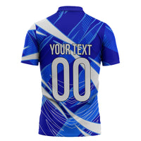 Personalized Uzbekistan Soccer Wolf Mascot Zipper Polo Shirt Uzbekistan Football Dynamic Cartoon Geometric