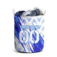 Personalized Uzbekistan Soccer Laundry Basket Wolf Mascot Chevron Zigzag Pattern