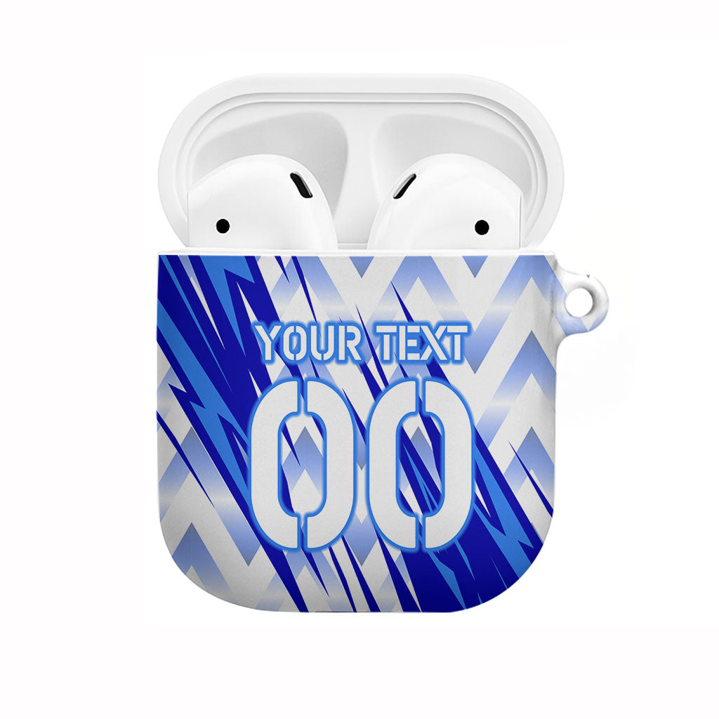 Personalized Uzbekistan Soccer AirPods Case Wolf Mascot Chevron Zigzag Pattern