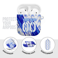 Personalized Uzbekistan Soccer AirPods Case Wolf Mascot Chevron Zigzag Pattern