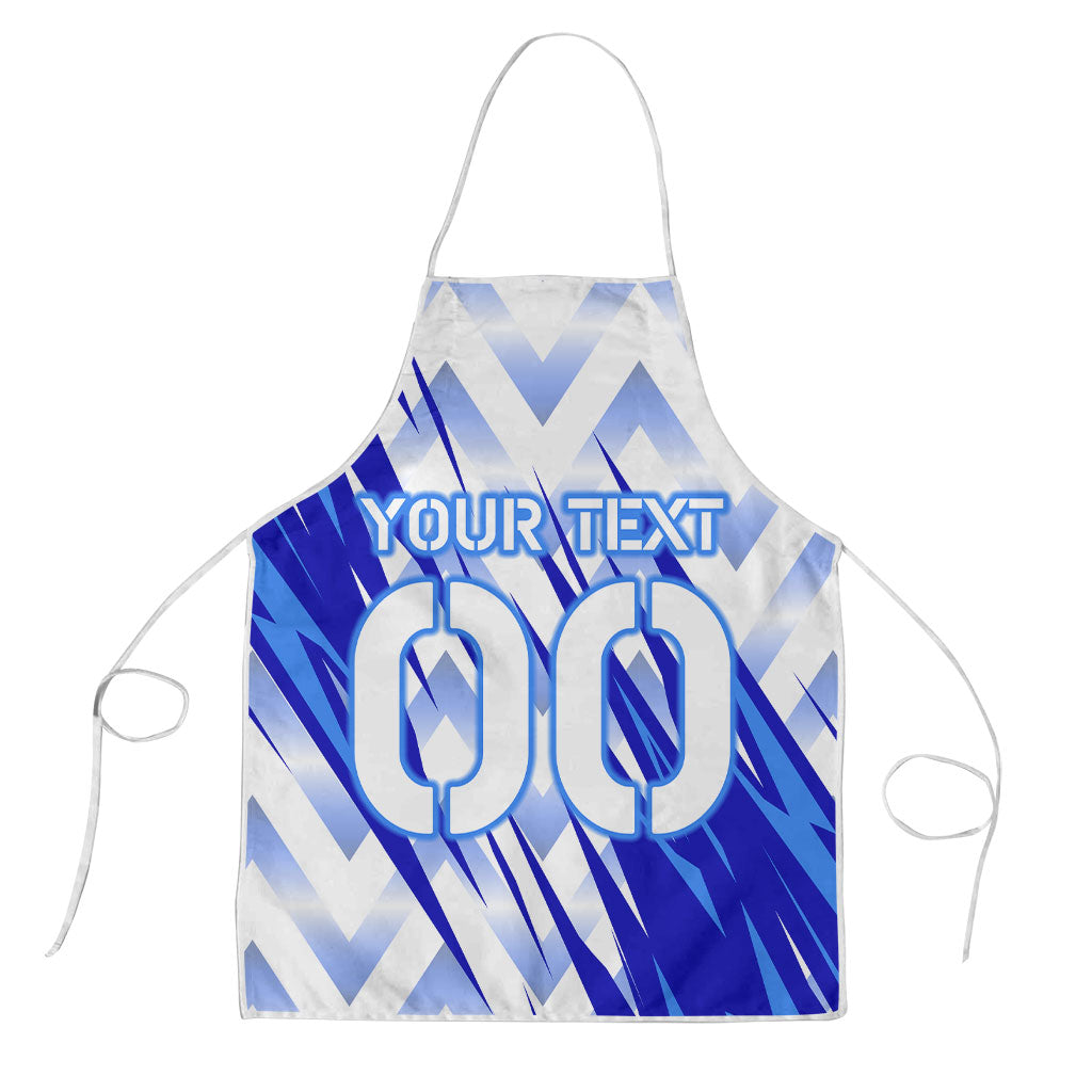 Personalized Uzbekistan Soccer Apron Wolf Mascot Chevron Zigzag Pattern