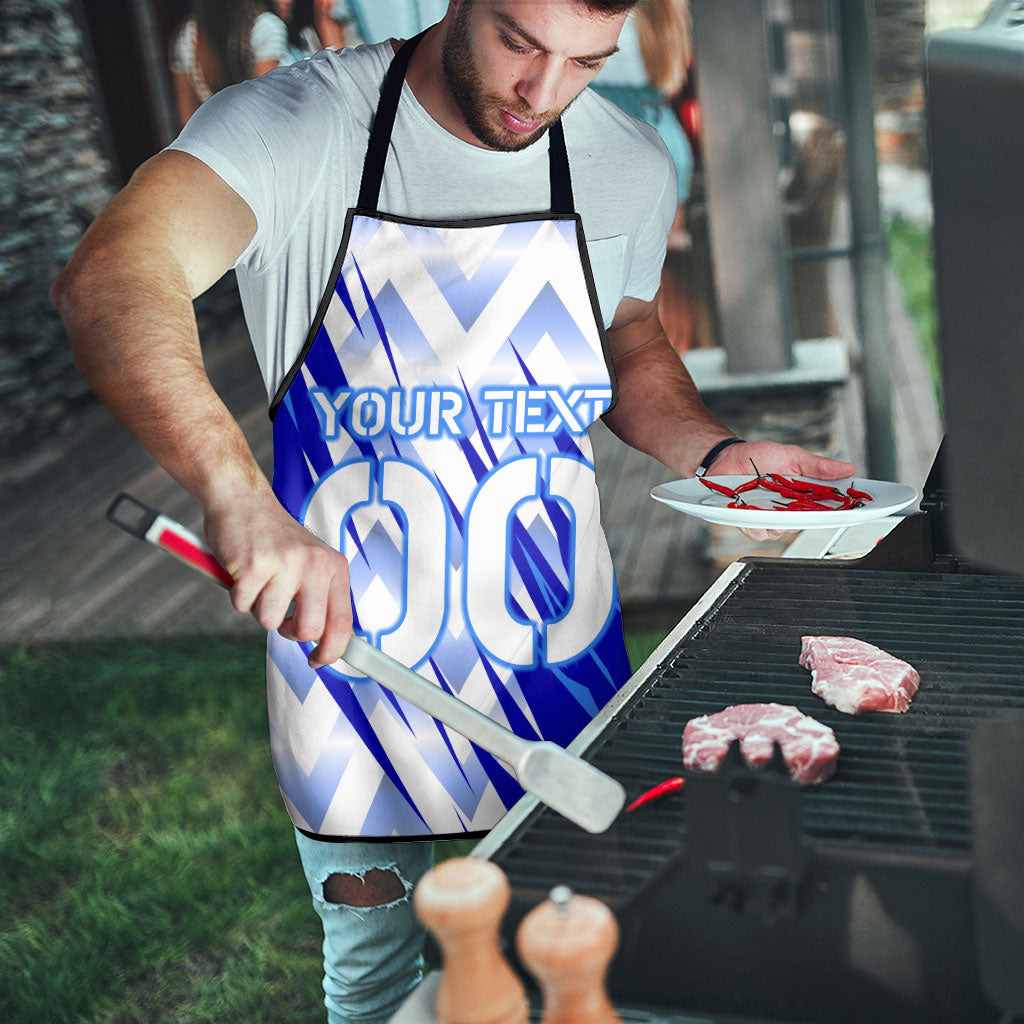 Personalized Uzbekistan Soccer Apron Wolf Mascot Chevron Zigzag Pattern